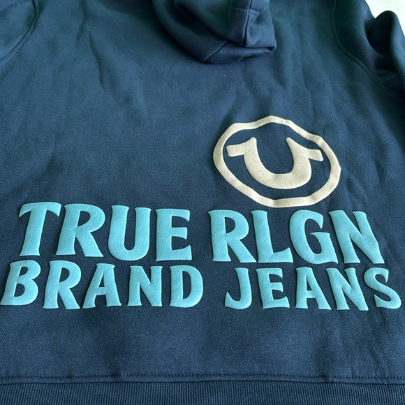 True Religion Brand Jeans Dress Blue Puff Print Pullover Hoodie style 107833 - Picture 6 of 6